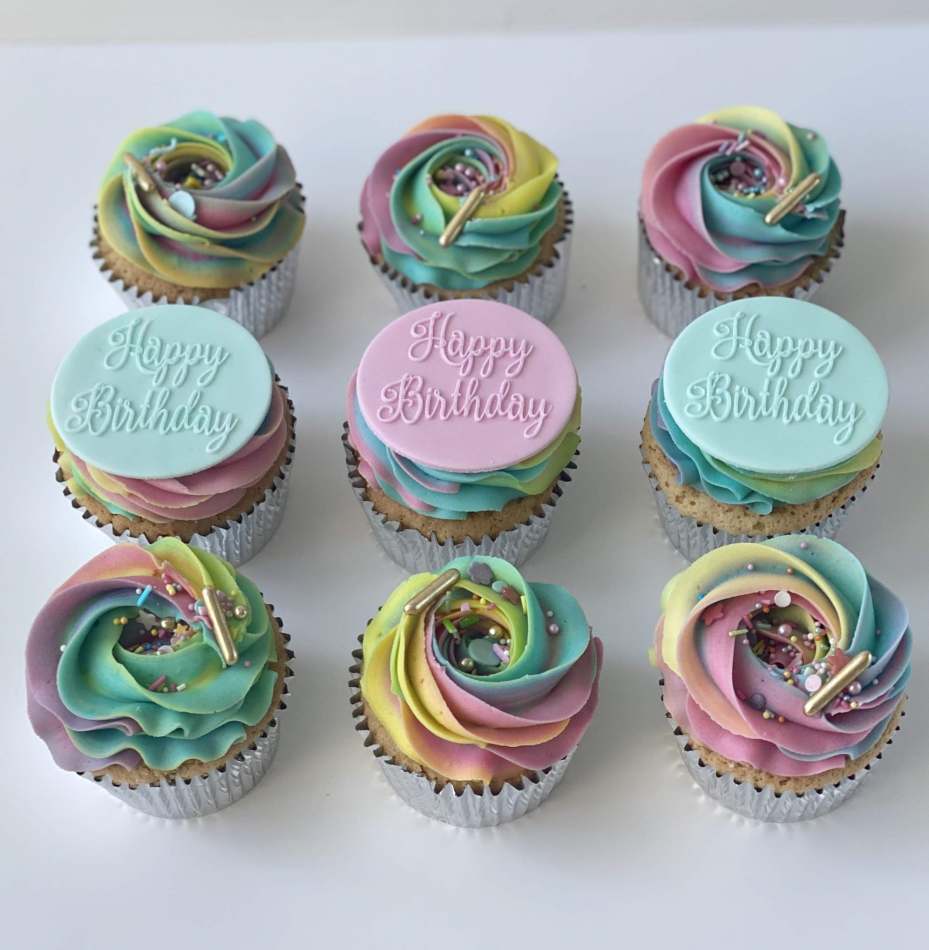 Rainbow Happy  Birthday  Cupcakes  Cupcakes 