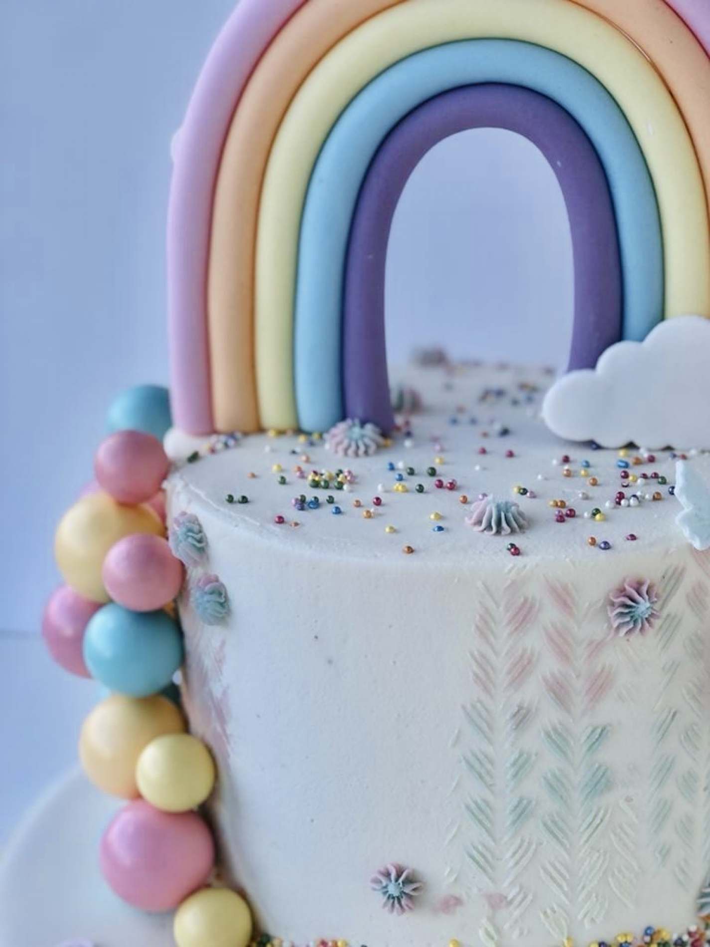 Pastel Rainbow and Spheres Layer Cake | birthdays