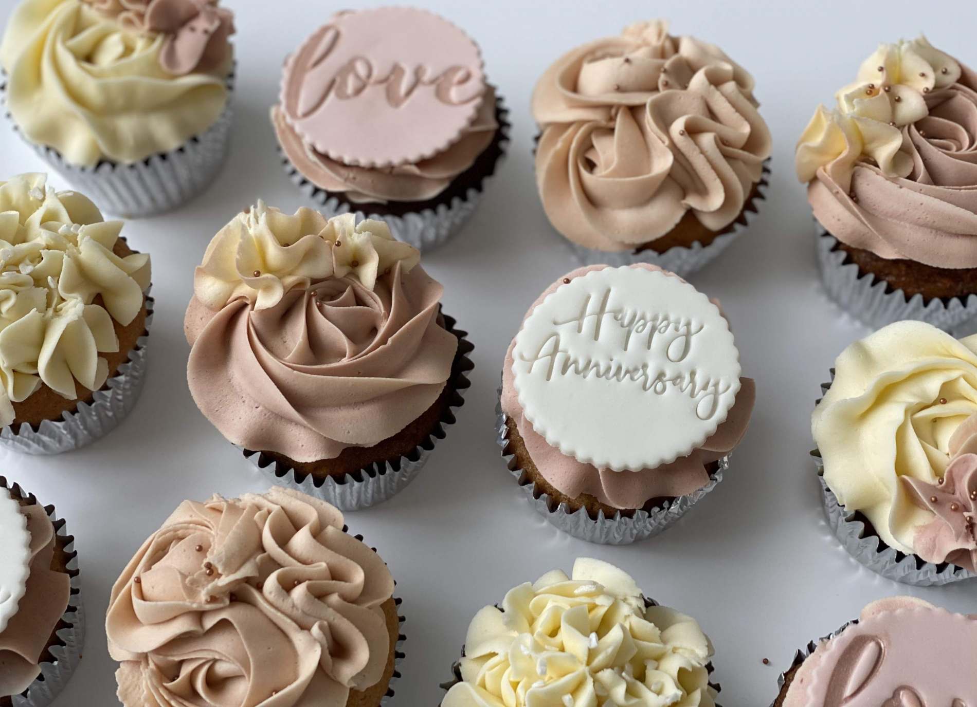 Dusky Rose Anniversary Cupcakes