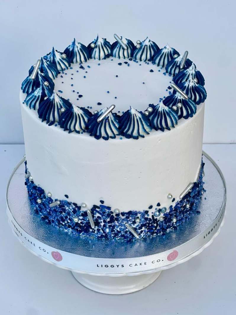 Dark Blue Sprinkles Buttercream Cake | Birthdays