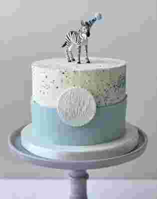 blue zebra safari cake