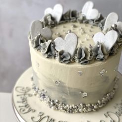 Grey & Silver Hearts layer cake | Birthdays