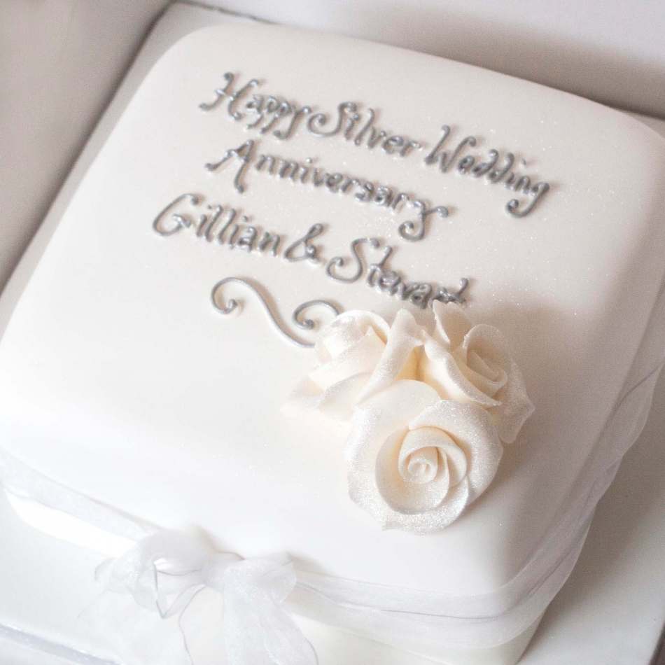 Silver Wedding Anniversary Cake – Mannarinu