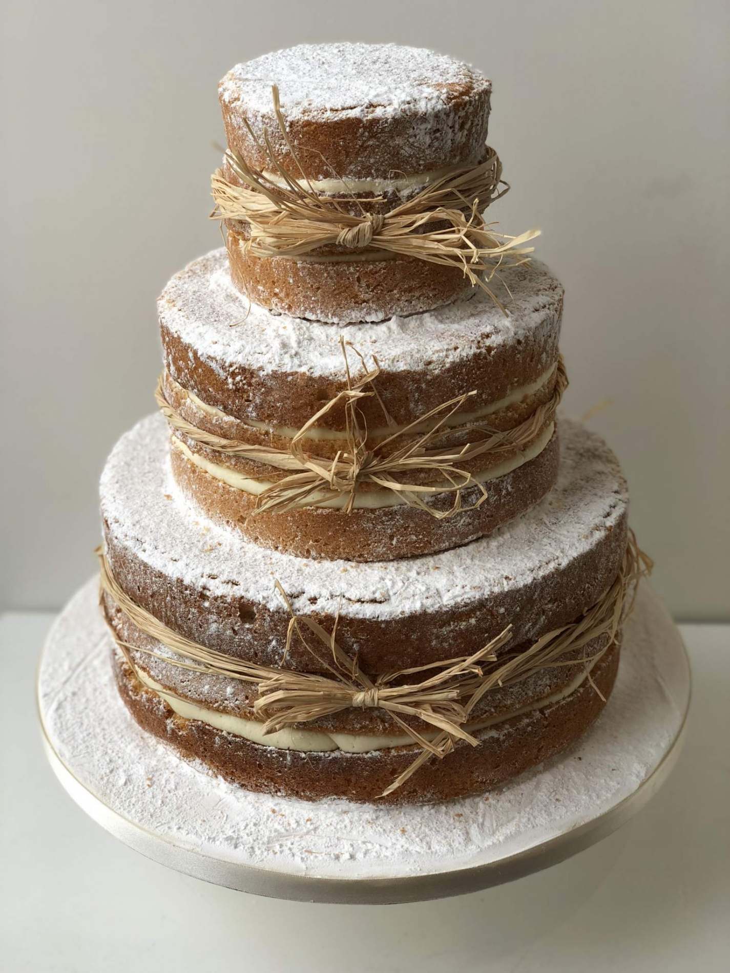 Simple Naked Cake With Raffia Wedding Cakes